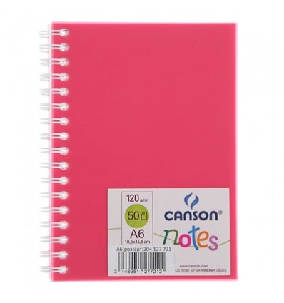 Скетчбук CANSON Notes А6 10.5*14.8см, 120гр. 50л., пластиковая обложка розовая, спираль