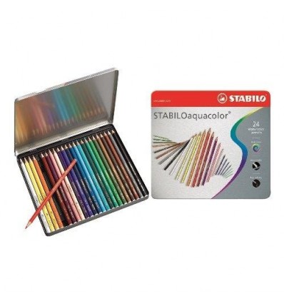 Карандаши акварельные STABILO aquacolor, 24 цвета в металлическом пенале