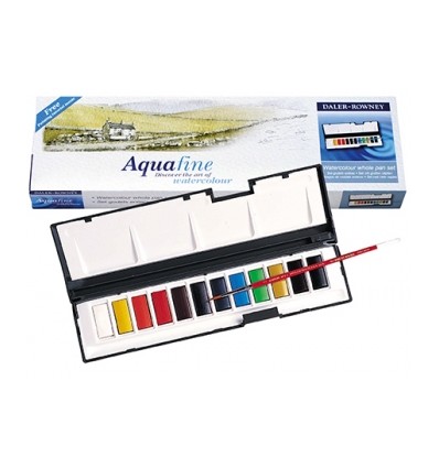 Набор акварельных красок в кюветах DALER ROWNEY Aquafine, 12 цветов в пластиковом пенале