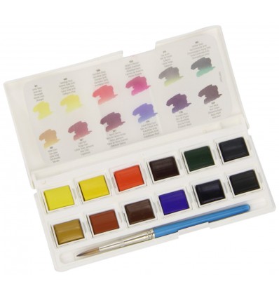 Набор акварельных красок в кюветах DALER ROWNEY Aquafine, 12 цветов в Компактном пластиковом пенале