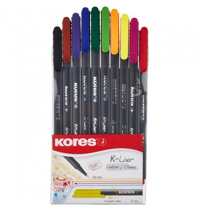 Капиллярные ручки Kores, 10 цветов