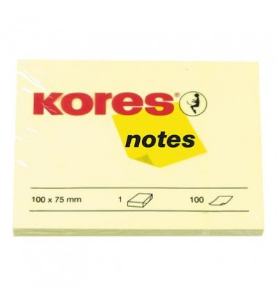 Бумага для заметок KORES 100х75мм, Желтая пастель, 100 листов