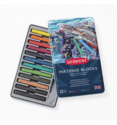 Набор цветных акварельных мелков DERWENT INKTENSE, 12 цветов в металлической упаковке