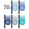 Набор маркеров CHAMELEON Blue Tones / голубые тона, 2 пера ( пулевидный и кисть), 5 цветов
