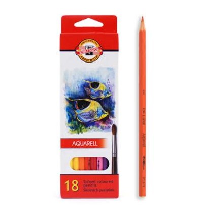 Набор акварельных цветных карандашей Koh-I-Noor AQUARELL Рыбки 3717, 18 цветов