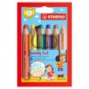 Набор цветных утолщенных карандашей STABILO WOODY 3 in 1, 6 цветов