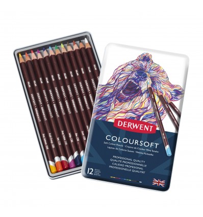 Набор цветных карандашей Derwent COLOURSOFT 12 цветов, в металлической коробке
