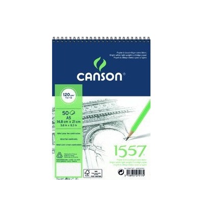 Альбом для графики CANSON 1557 А5 14.8*21см, 120гр. 50л., бумага малое зерно, спираль