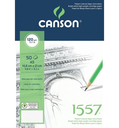 Альбом для графики CANSON 1557 А5 14.8*21см, 120гр. 50л., бумага малое зерно, склейка