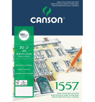 Альбом для графики CANSON 1557 А5 14.8*21см, 180гр. 30л., бумага малое зерно, склейка