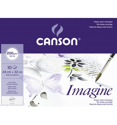 Папка с бумагой для графики CANSON Imagine А4 24*32см, 200гр. 10л., бумага мелкое зерно