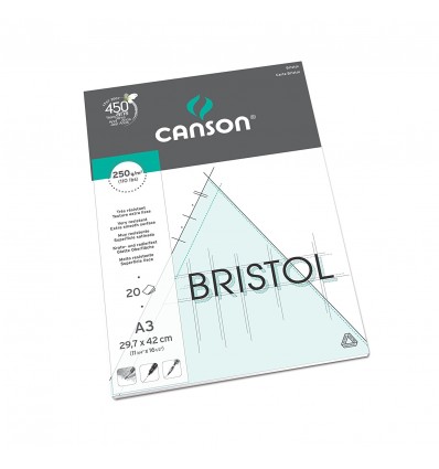 Альбом для графики CANSON Bristol, 250гр., А3 29.7*42см, 20л, ,бумага гладкая, склейка