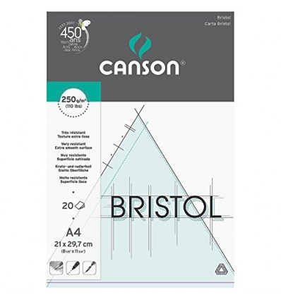 Альбом для графики CANSON Bristol, 250гр., А4 21*29.7, 20л, ,бумага гладкая, склейка