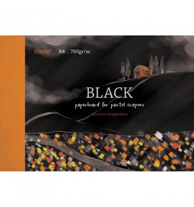 Альбом для рисования пастелью Kroyter BLACK 7514, А4 10л., 760 гр, Бумага Черная, Склейка