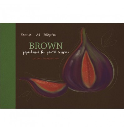 Альбом для рисования пастелью Kroyter BROWN 7613, А4 10л., 760 гр, Бумага Коричневая, Склейка