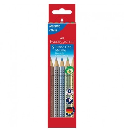 Набор цветных трехгранных карандашей FABER-CASTELL Jumbo Grip, 5шт металлических цветов