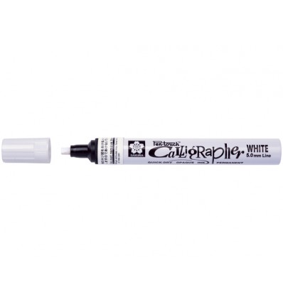Маркер SAKURA Pen-Touch Calligrapher, плоский толстый стержень 5мм, Цвет: Белый