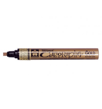 Маркер SAKURA Pen-Touch Calligrapher, плоский толстый стержень 5мм, Цвет: Золотой