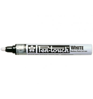 Маркер декоративный SAKURA Pen-Touch, круглый толстый стержень 2.0мм, Цвет: Белый