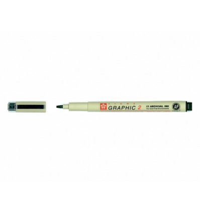 Капиллярная ручка Pigma Graphic 2 SAKURA, 2.0мм, Цвет: Черный