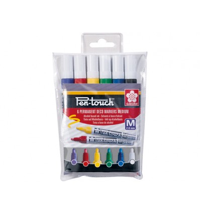 Набор декоративных маркеров SAKURA Pen-Touch, круглый толстый стержень 2.0мм, 6 цветов