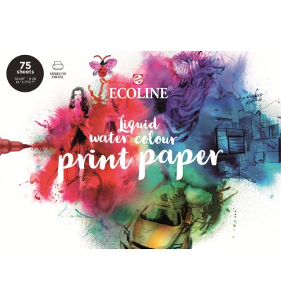 Альбом для акварели Royal Talens Ecoline Print Paper, 21х29,7см, 150гр, бумага гладкая, 75л склейка