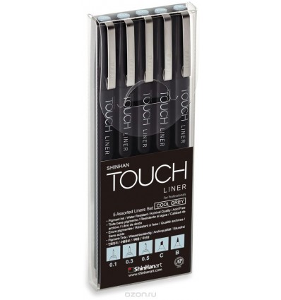 Набор линеров Touch Liner, 5 шт (0.1мм, 0.3мм, 0.5мм, C, B), Холодный серый