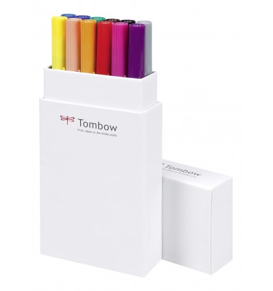 Набор маркеров Tombow ABT 12 Primary colors (основные тона), 2 пера (кисть и тонкое) 12шт