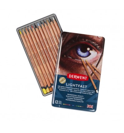 Набор цветных карандашей Derwent Lighfast 12 цветов, в металлической коробке