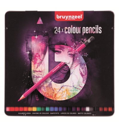Набор цветных карандашей Bruynzeel Back to School Light, 24 цвета в металлической коробке