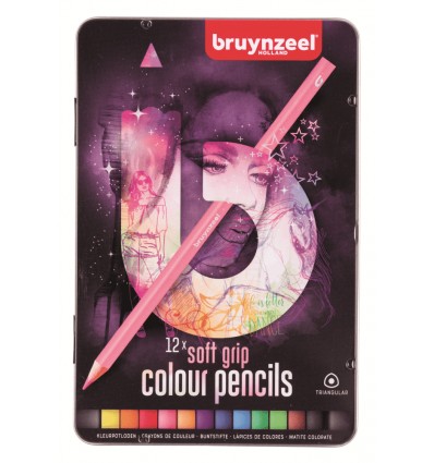 Набор цветных карандашей Bruynzeel Back to School Light, 12 цвета в металлической розовой коробке