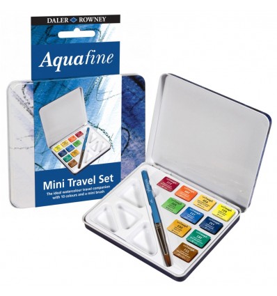 Набор акварельных красок в кюветах DALER ROWNEY Aquafine, 10 цветов, металлический пенал