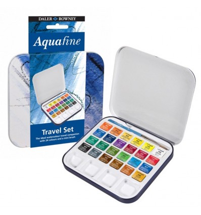 Набор акварельных красок в кюветах DALER ROWNEY Aquafine, 24 цвета, металлический пенале
