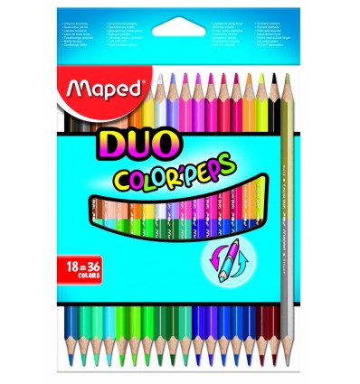 Карандаши цветные двухсторонние MAPED Color'Peps DUO, 36 цветов - 18 карандашей