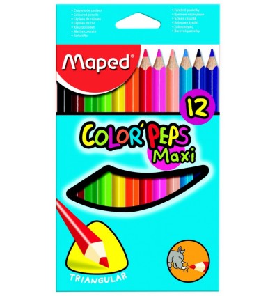 Карандаши цветные треугольные MAPED COLOR'PEPS MAXI, 12 цветов