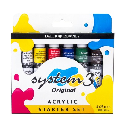 Набор акриловых красок DALER ROWNEY SYSTEM 3 STARTER SET, 6 цветов в тубах по 22мл