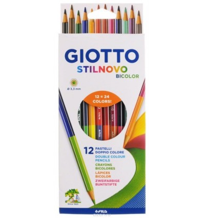 Набор цветных карандашей GIOTTO Stilnovo Bicolor 3,3мм, двусторонние, 12 карандашей - 24 цвета
