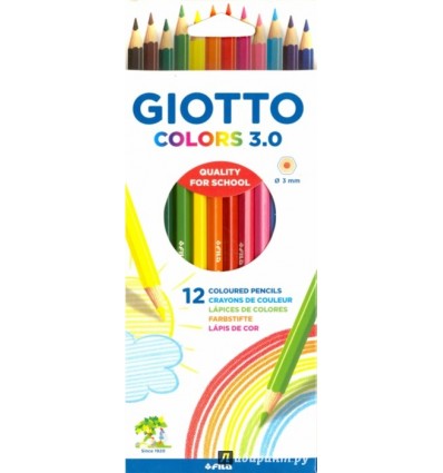 Набор цветных карандашей GIOTTO COLORS 3.0 276600, 12 цветов в картонной коробке