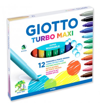 Набор утолщенных фломастеров GIOTTO TURBO maxi, 12 цветов, 5мм