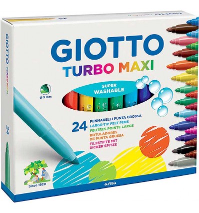 Набор утолщенных фломастеров GIOTTO TURBO maxi d-5мм, 24 цвета