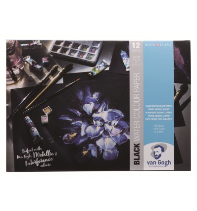 Альбом для акварели ROYAL TALENS Van Gogh BLACK, А3 (29,7х42см), 360гр, Бумага Черная мелкозернистая, 12 л, склейка
