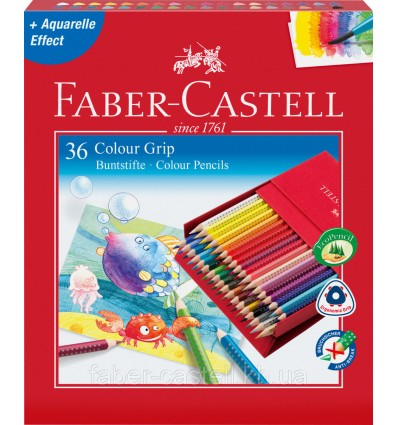 Набор цветных трехгранных карандашей FABER-CASTELL GRIP 2001, 36 цветов в студийной (кожзам) коробке