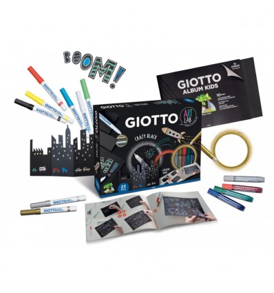 Художественный набор Giotto Art Lab 581600 чёрный из 23 предмета (фломастеры, глиттер, картон)