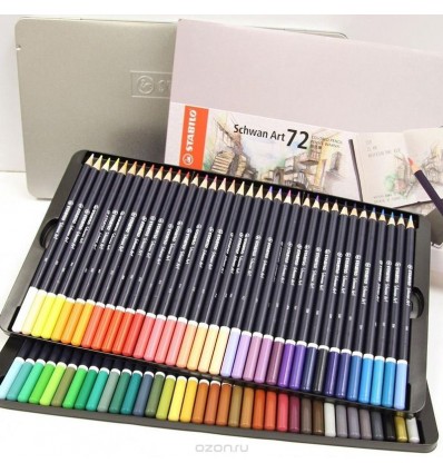 Набор цветных карандашей STABILO SCHWAN ART, 72 цвета в металлической коробке