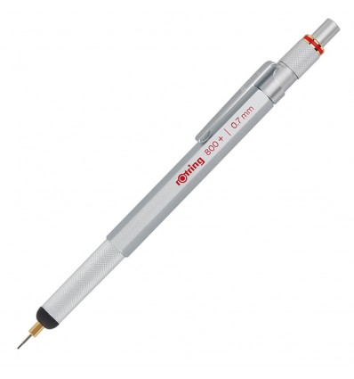 Механический карандаш ROTRING 800+, 0.7мм, серебристый металлический корпус со стилусом