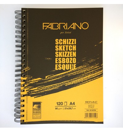 Альбом для зарисовок Fabriano Schizzi 21x29,7см, 90гр., 120л., бумага мелкозернистая, спираль по длин. стороне
