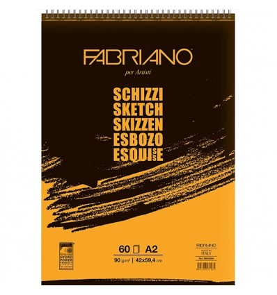Альбом для зарисовок Fabriano Schizzi A2 (42x59,4см), 90гр., 60л., бумага мелкозернистая, спираль по корот. стороне