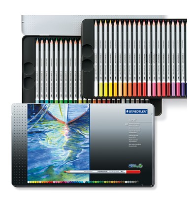 Набор акварельных цветных карандашей STAEDTLER Karat Aquarell, 48 цветов в металлической коробке