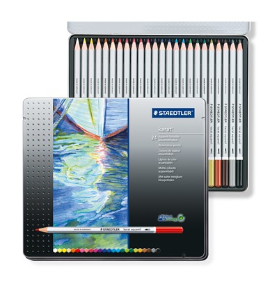 Набор акварельных цветных карандашей STAEDTLER Karat Aquarell, 36 цветов в металлической коробке