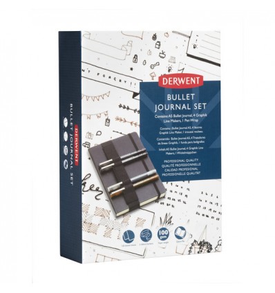 Набор Derwent Bullet Journal Set, капиллярные ручки Graphik Line Maker (4шт) и Скетчбук для записей A5, 100л, 120гр